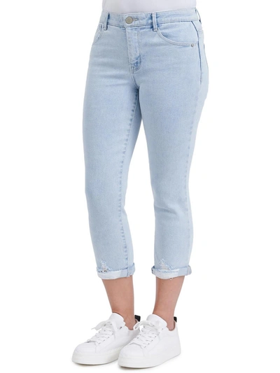 Democracy Womens Cuffs Pockets Cropped Jeans In Blue
