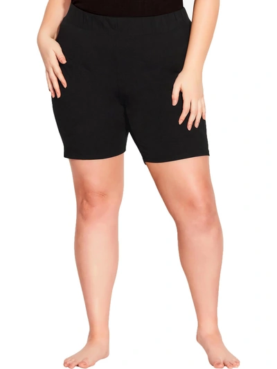 Avenue Womens Wide Waistband Anti Chaffing Shorts In Black