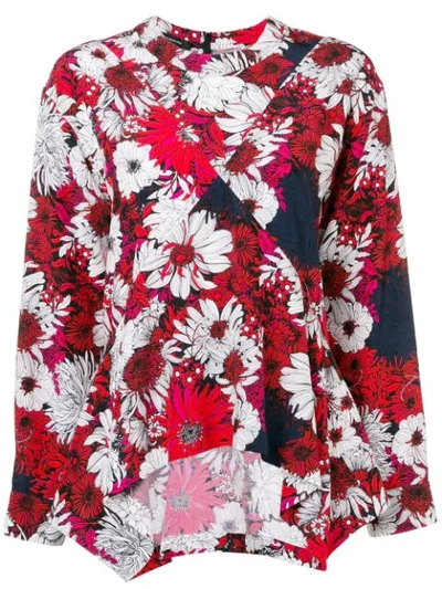 Cedric Charlier Floral Print Top In Red