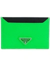 Prada Logo Plaque Cardholder In Green