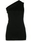 Rick Owens Sleeveless Asymmetric Top In Black