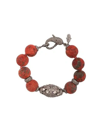 Loree Rodkin Oversized Bead Clasp Bracelet In Red