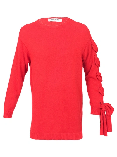 Valentino Bow Detail Sweater In Red