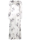 Ganni Cameron Floral-print Satin Dress In Egret