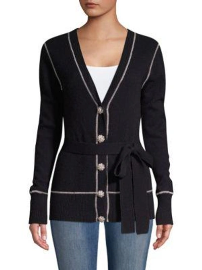 Ganni Freidman Wool Cardigan In Total Eclipse