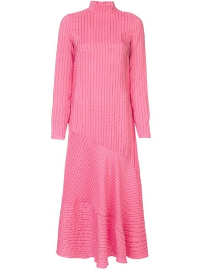 Ganni Lynch Seersucker Maxi Dress In Hot Pink ModeSens
