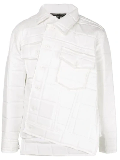Comme Des Garçons Homme Deux Asymmetrical Square-embossed Jacket In White