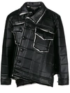Comme Des Garçons Homme Deux Asymmetrical Square-embossed Jacket In Black