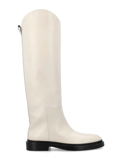 Jil Sander Riding Boots In Natural