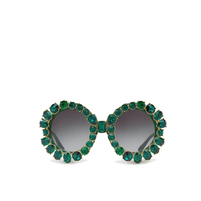 Dolce & Gabbana Crystal Sunglasses In Green