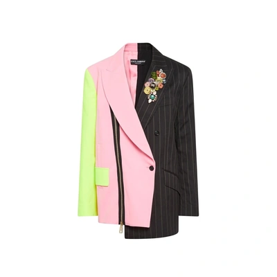 Dolce & Gabbana Double-breasted Patchwork Jacket In Pink