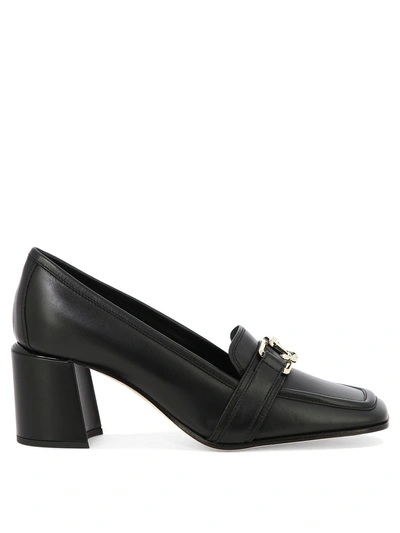 Jimmy Choo Evin Buckle Detailed Heeled Loafers In Black