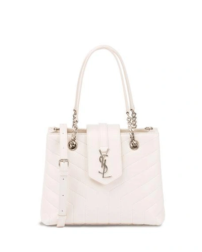 Saint Laurent Loulou Small Quilted Leather Tote Bag - Silvertone Hardware In Cream