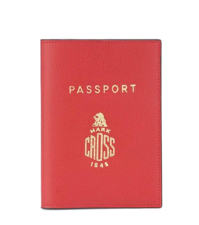 Mark Cross Leather Passport Holder In Red