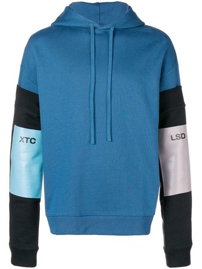 Raf Simons Cotton Hoodie With Detachable Sleeves In Blue