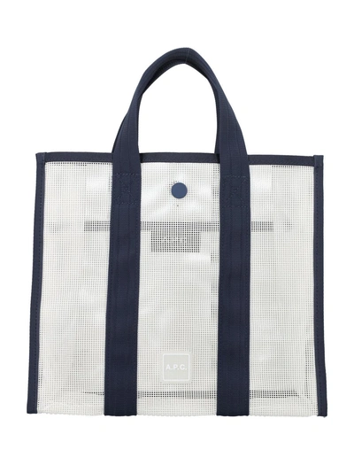 A.p.c. Cabas Louise Small In White/navy
