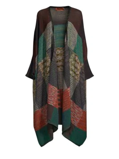 Missoni Long Mohair-blend Knit Shawl Cardigan In Multi