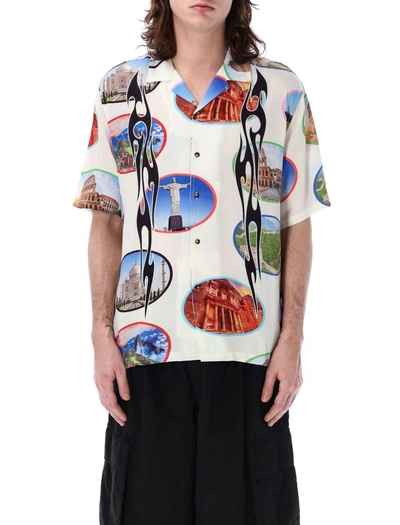 Pleasures 7 Wonder Camp Bowling Shirt In 白色