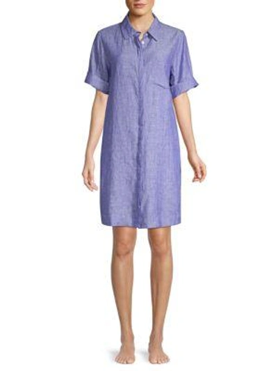 Roller Rabbit Angela Chambray Linen Shirtdress In Blue