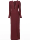 Stella Mccartney Long-sleeve Stretch Cadet Lace-front Gown In Red