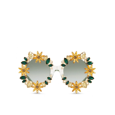 Dolce & Gabbana Crystal Sunglasses In Gold