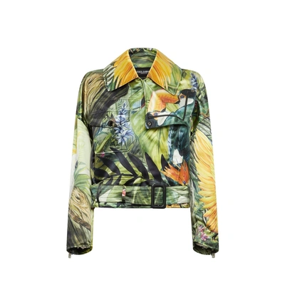 Dolce & Gabbana Duchesse Biker Jacket In Green