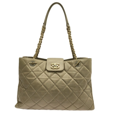 Pre-owned Chanel Coco Boy Beige Leather Tote Bag ()