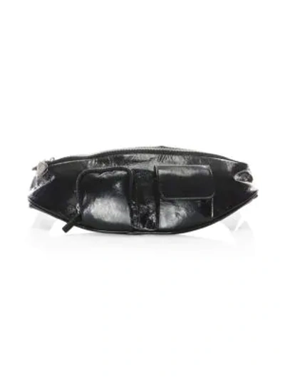 Avec La Troupe Major Patent Leather Belt Bag In Black