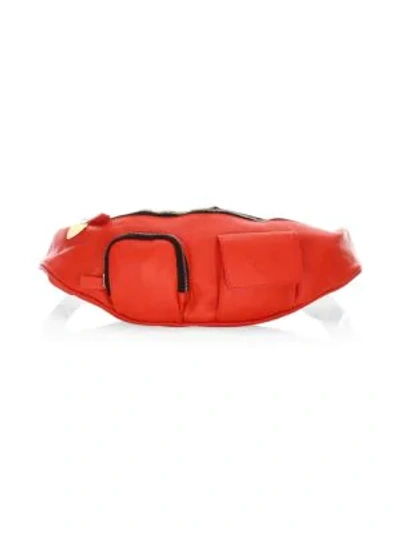 Avec La Troupe Major Leather Belt Bag In Red