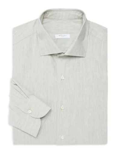 Boglioli Regular-fit Brushed Herringbone Dress Shirt In White Grey
