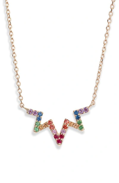 Anzie Multicolored Sapphire & 14k Yellow Gold Necklace In Blue/hot Pink/mint