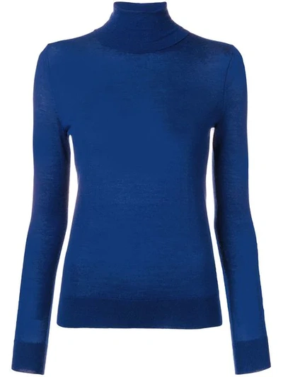 N•peal Superfine Roll Neck Sweater In Blue