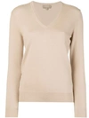 N•peal V Neck Knitted Sweater In Neutrals