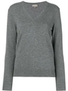 N•peal V Neck Knitted Sweater In Grey