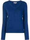 N•peal V Neck Knitted Sweater In Blue