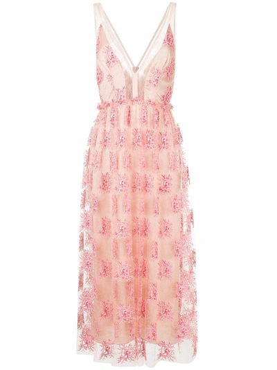 Manning Cartell Embroidered Sheer Mid Dress - Pink