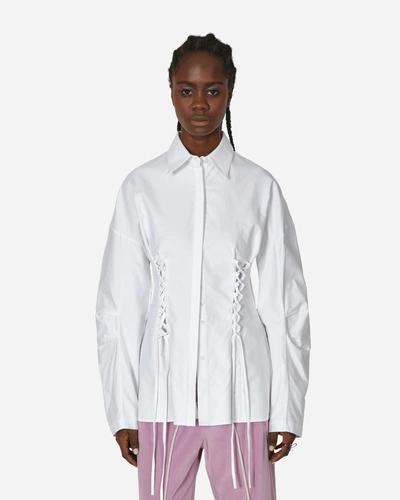Priscavera Oxford Laced Button Down Shirt In White