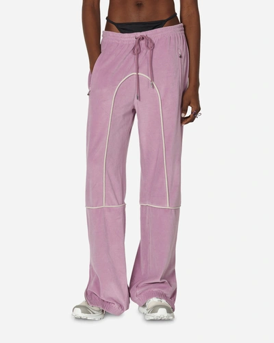 Priscavera Velour Track Pants Lavender In Purple