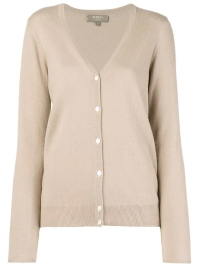 N•peal V Neck Knitted Cardigan In Neutrals