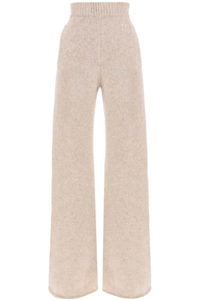 Dolce & Gabbana Llama Knit Flared Pants In Beige