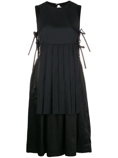 Comme Des Garçons Noir Kei Ninomiya Pleated Layer Tie-side Dress - Black