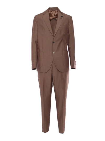 Lardini Single-breasted Suit In Brown