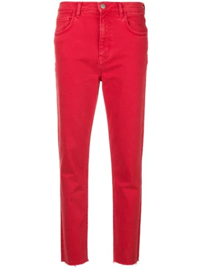 M.i.h. Jeans Mimi Cropped Slim-fit Jeans In Cherry Red