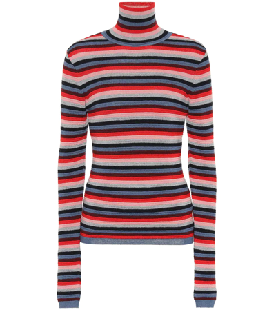 M.i.h. Jeans Moonie Striped Merino Wool Turtleneck Sweater In Blue