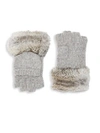 Adrienne Landau Dyed Rabbit Fur Trimmed Gloves In Grey