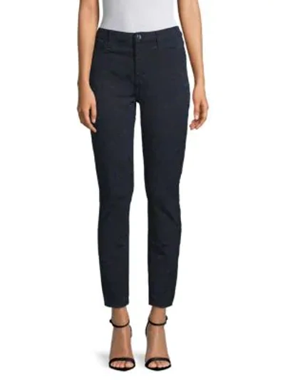 7 For All Mankind Floral Jacquard Ankle Skinny Jeans In Midnight Navy