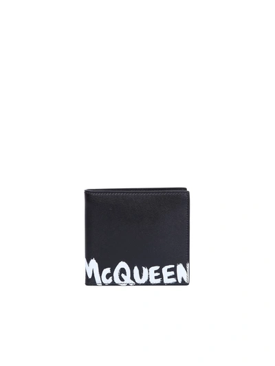 Alexander Mcqueen Leather Flap-over Wallet In Black