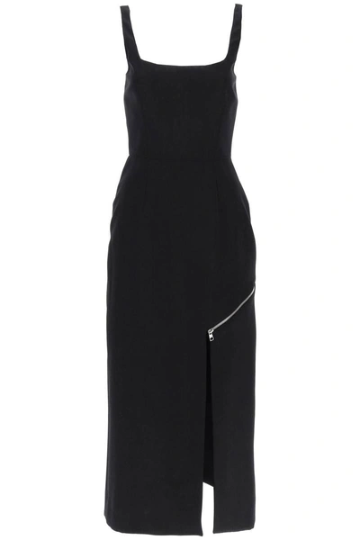 Alexander Mcqueen Midi Sheath Dress With Convertible Panel In Black
