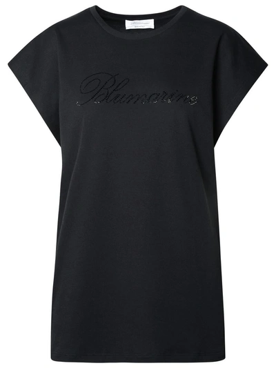 Blumarine T-shirt Logo Strass In Black