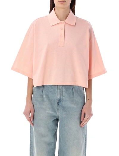 Bottega Veneta Cropped Piquet Polo In Rosa